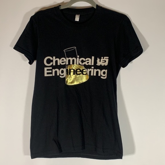 American Apparel Black & Gold Chemical Engineering T-Shirt - Picture 1 of 6